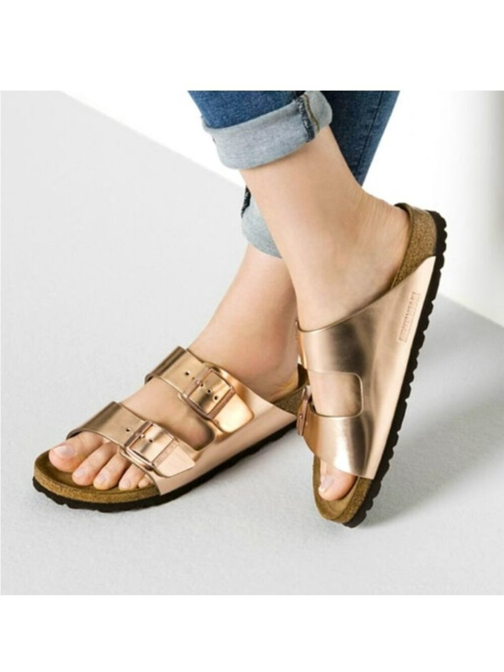 Birkenstock Arizona Rose Gold Double Buckle Slide Sandals Womens Size 5 EU 36 Ma - Picture 10 of 16